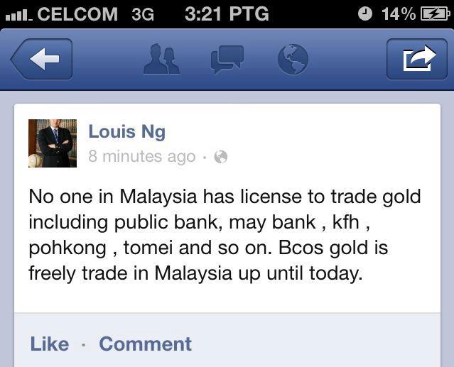 Faceboo Dato Louis Ng Pengasas Public Gold