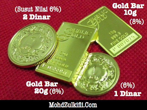 emas public gold 1 dinar, 2 dinar, gold bar 10g dan gold bar 20g Public Gold