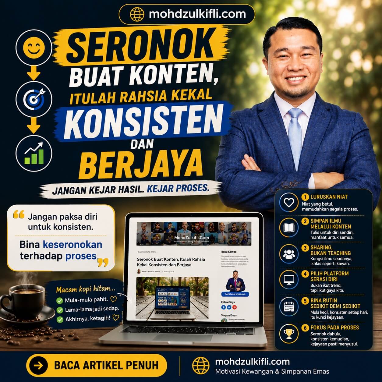 blog artikel poster seronok buat konten kekal konsisten